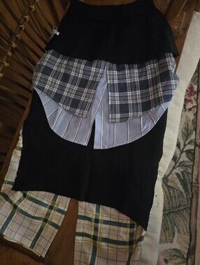 NWT Womens souk + Sepia Black Plaid Layered-Look Skirt